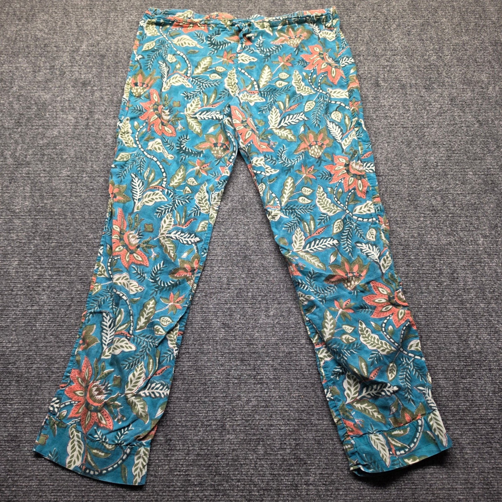 Pax Philomena Women Teal Blue Floral Block Print Lounge Pants Size S — image 2 of 7